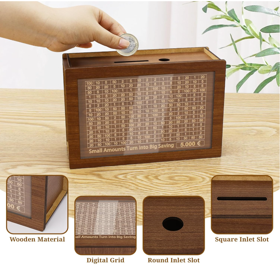 🪵 ¡Hucha inteligente para el ahorro! Cada moneda suma